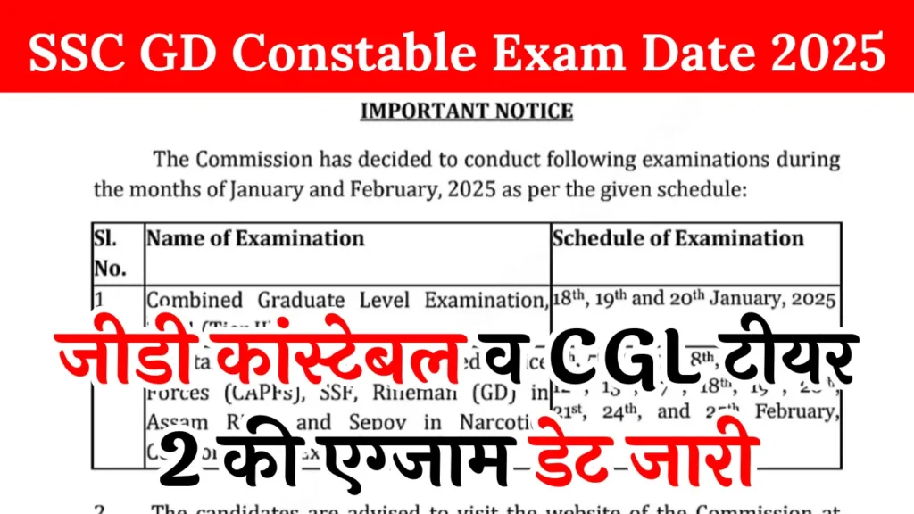 SSC GD Constable Exam Date 2025